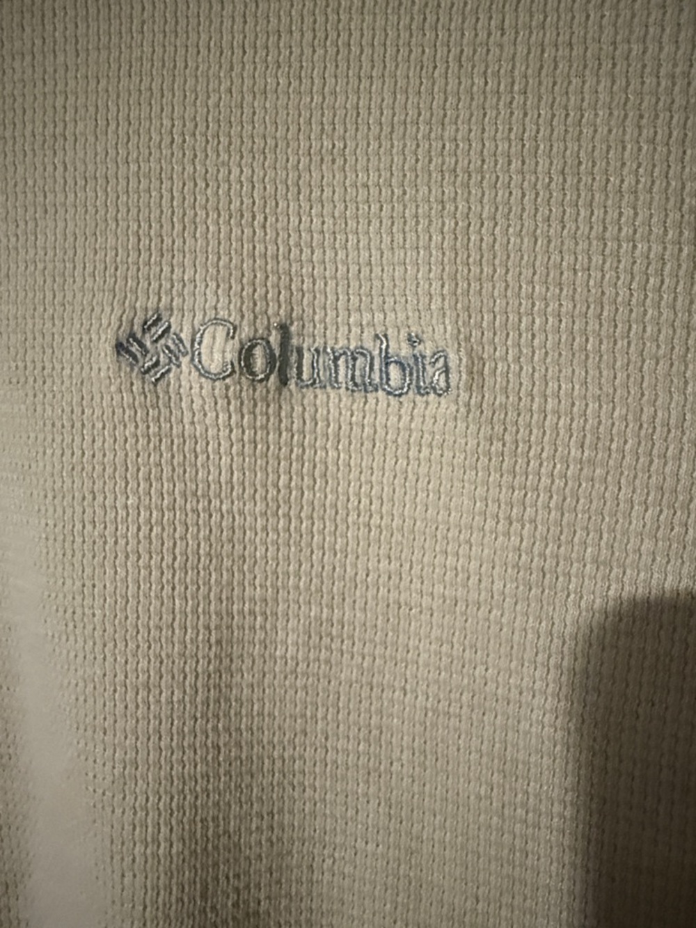 Columbia Two-Tone Waffle Long Sleeve Shirt - Cream & Gray - Picture 2 of 5